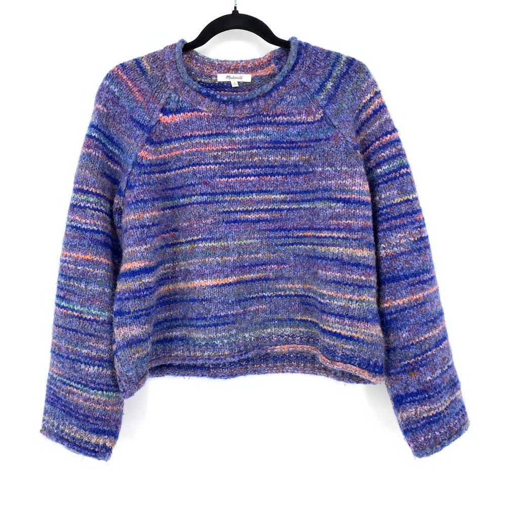 Madewell Women's Size Medium Striped Wool Blend Sweater Long Sleeve Blue